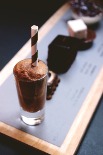 Clear Glass Cup Filled With Chocolate Cream Clear Glass Cup Filled With Chocolate Cream