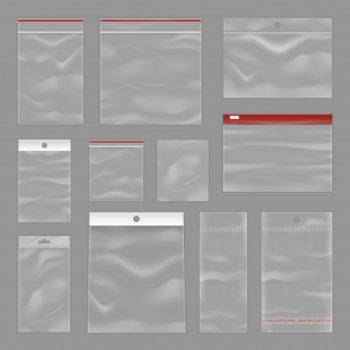 Cleartransparent zip bags realistic set Free Vector Cleartransparent zip bags realistic set Free Vector