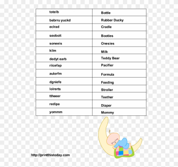 Click Here To Download The Solution To This Game - Baby Shower Word Scramble Game Answers