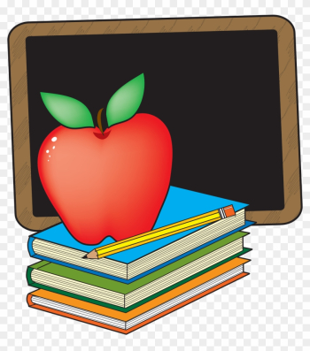 Clip Art Apple And Books School Clipart The Cliparts - Chalkboard And Apple Clipart