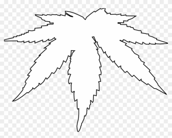 Clip Art Cannabis Leaf Black White Line Art - White Marijuana Leaf Vector