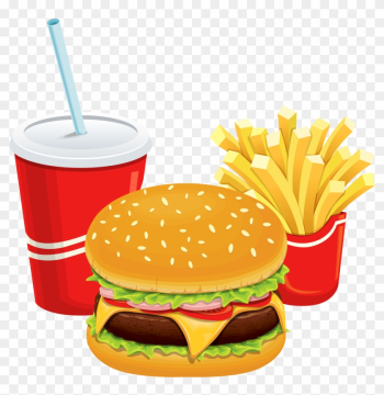 Clipart Of Restaurant, Breakfast And Foods - Transparent Hamburger And Fries Png