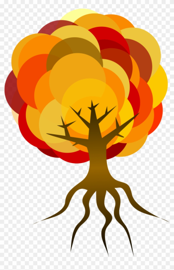 Clipart Simple Tree - Tree With Roots Clipart Fall Colors