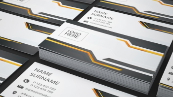 Close up business card showcase