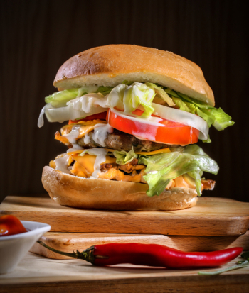 Close-Up Photo of a Cheese Burger Close-Up Photo of a Cheese Burger