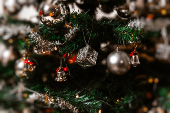 Close-Up Photo of Silver Christmas Decorations Close-Up Photo of Silver Christmas Decorations