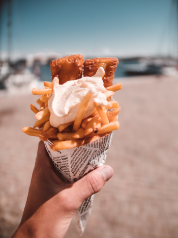 Close-up Photography of French Fries With Cream Close-up Photography of French Fries With Cream