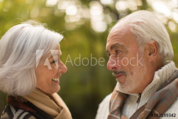 Close up senior couple face to face Close up senior couple face to face