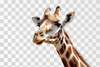 Close up shot of giraffe head - Png transparent background