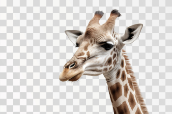 Close up shot of giraffe head - Png transparent background