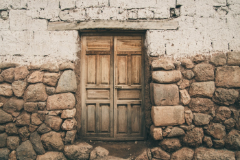 Closed Brown Wooden Door