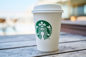 Closed White and Green Starbucks Disposable Cup Closed White and Green Starbucks Disposable Cup