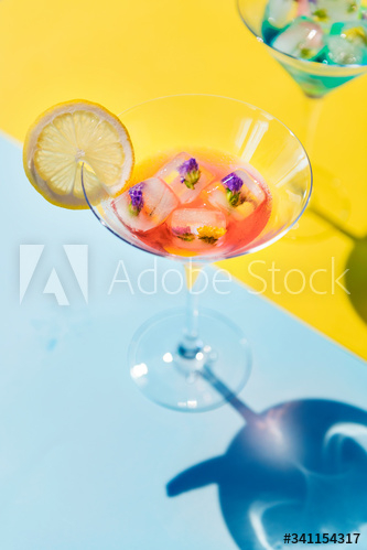 Closeup of decorated cocktail summer drink Closeup of decorated cocktail summer drink