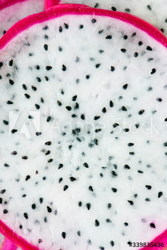 Closeup of dragon fruit slice background Closeup of dragon fruit slice background