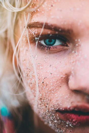 closeup view of woman with green eyes