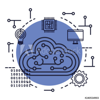 cloud computing with artificial intelligence icons cloud computing with artificial intelligence icons
