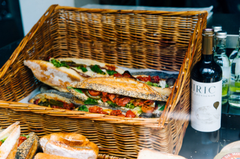 Clubhouse Sandwich on Brown Woven Basket Clubhouse Sandwich on Brown Woven Basket