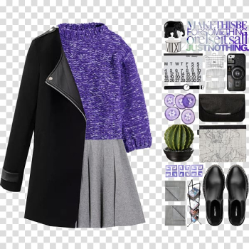 Coat Purple Sweater Clothing, Purple sweater and leather jacket transparent background PNG clipart