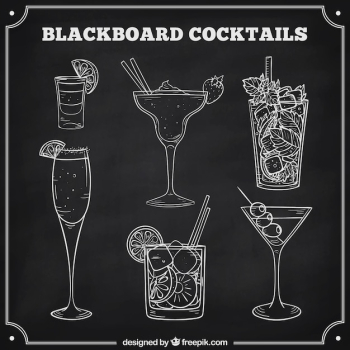 Cocktails collection in blackboard style Cocktails collection in blackboard style