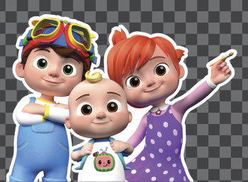 Cocomelon characters: JJ, Yoyo, Tomtom - PNG transparent