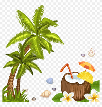 Coconut Water Beach Arecaceae - Summer Beach Background Clipart