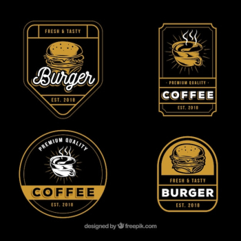 Coffee and burger logo collection with vintage style