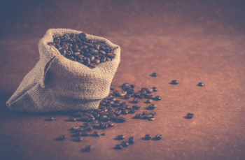 Coffee Beans on Gray Sack Coffee Beans on Gray Sack
