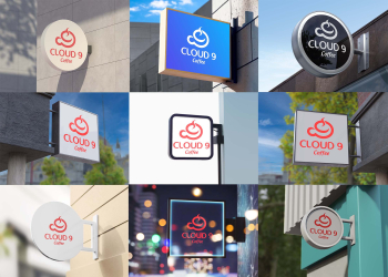 Coffee Cafe Sign Mockup