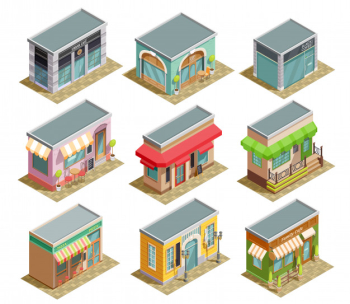 Coffee house isometric set Free Vector Coffee house isometric set Free Vector