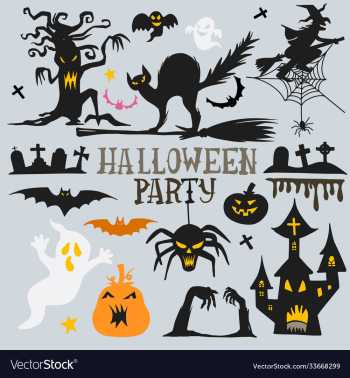 collection halloween silhouettes icon