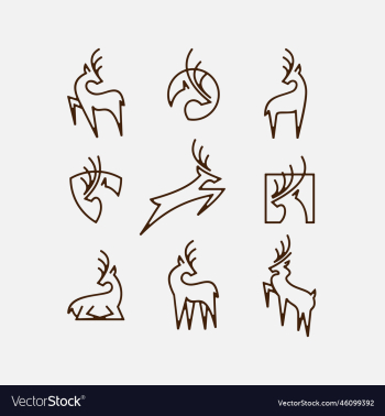 collection monoline deer minimalist logo design collection monoline deer minimalist logo design