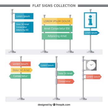 Collection of address poster in flat design Collection of address poster in flat design
