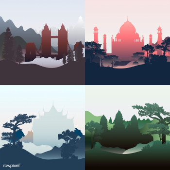 Collection of architectural landmarks vector | Free stock vector - 488571
