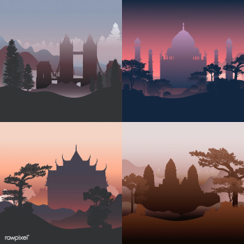 Collection of architectural landmarks vector | Free stock vector - 488601