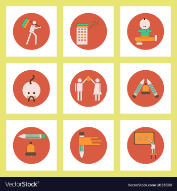 Collection of back to school items in flat style vector image Collection of back to school items in flat style vector image