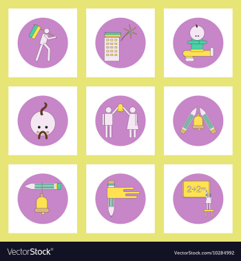 Collection of back to school items in flat style vector image Collection of back to school items in flat style vector image