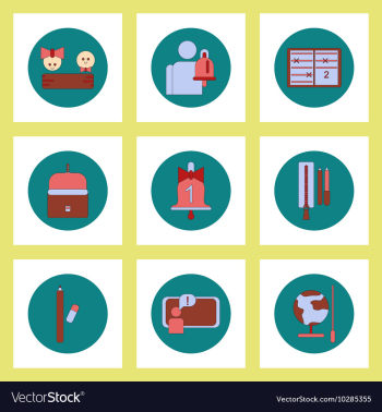 Collection of back to school items in flat style vector image Collection of back to school items in flat style vector image