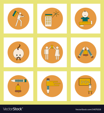 Collection of back to school items in flat style vector image Collection of back to school items in flat style vector image