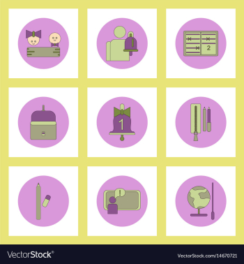 Collection of back to school items in flat style vector image Collection of back to school items in flat style vector image