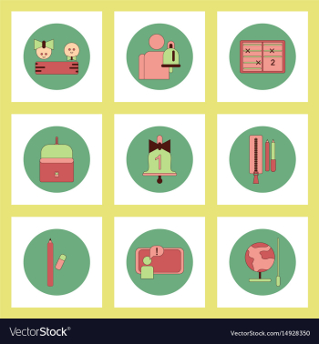Collection of back to school items in flat style vector image Collection of back to school items in flat style vector image