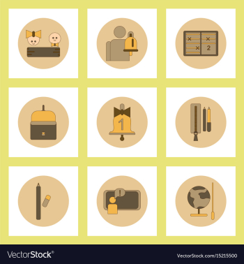 Collection of back to school items in flat style vector image Collection of back to school items in flat style vector image