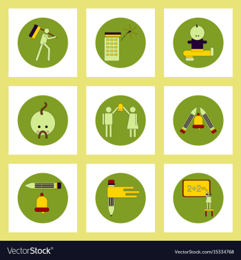 Collection of back to school items in flat style vector image Collection of back to school items in flat style vector image