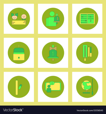 Collection of back to school items in flat style vector image Collection of back to school items in flat style vector image