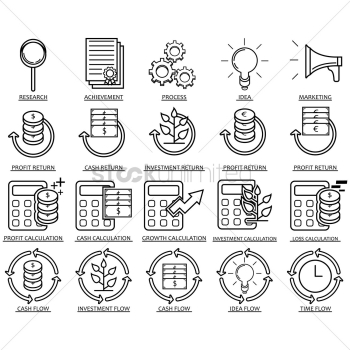 Collection of business icons