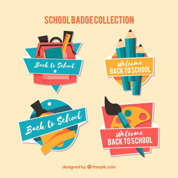 Collection of creative back to school badges Collection of creative back to school badges