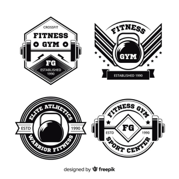 Collection of crossfit motivational logo flat design Free Vector Collection of crossfit motivational logo flat design Free Vector