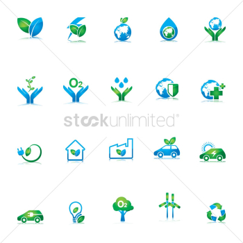 Collection of ecological icons Collection of ecological icons