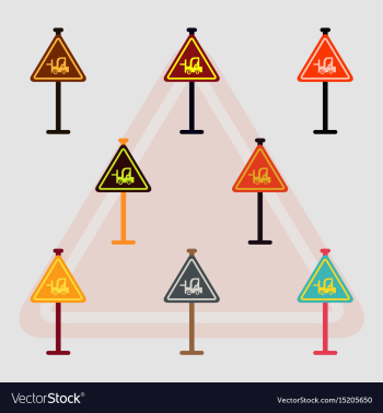 Collection of forklift in operation road sign vector image Collection of forklift in operation road sign vector image