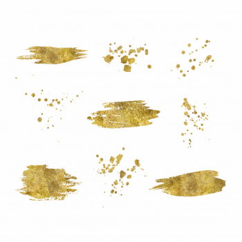 Collection of golden paint strokes splatters isolated Free Vector Collection of golden paint strokes splatters isolated Free Vector