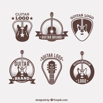 Collection of guitar logos in vintage style Collection of guitar logos in vintage style